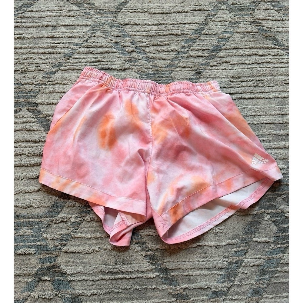 adidas girls shorts tie dye pink linedXL drawstring elastic running